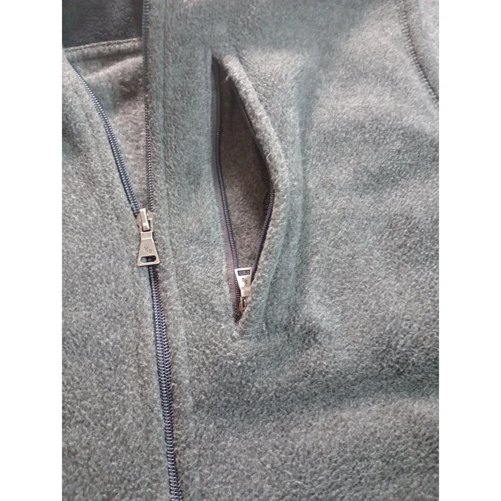 St John's Bay Men's Fleece Vest Size Medium Gray Full Zip Sleeveless Jacket Mid